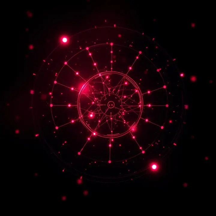 Rede neural em vermelho representando IA em ação
